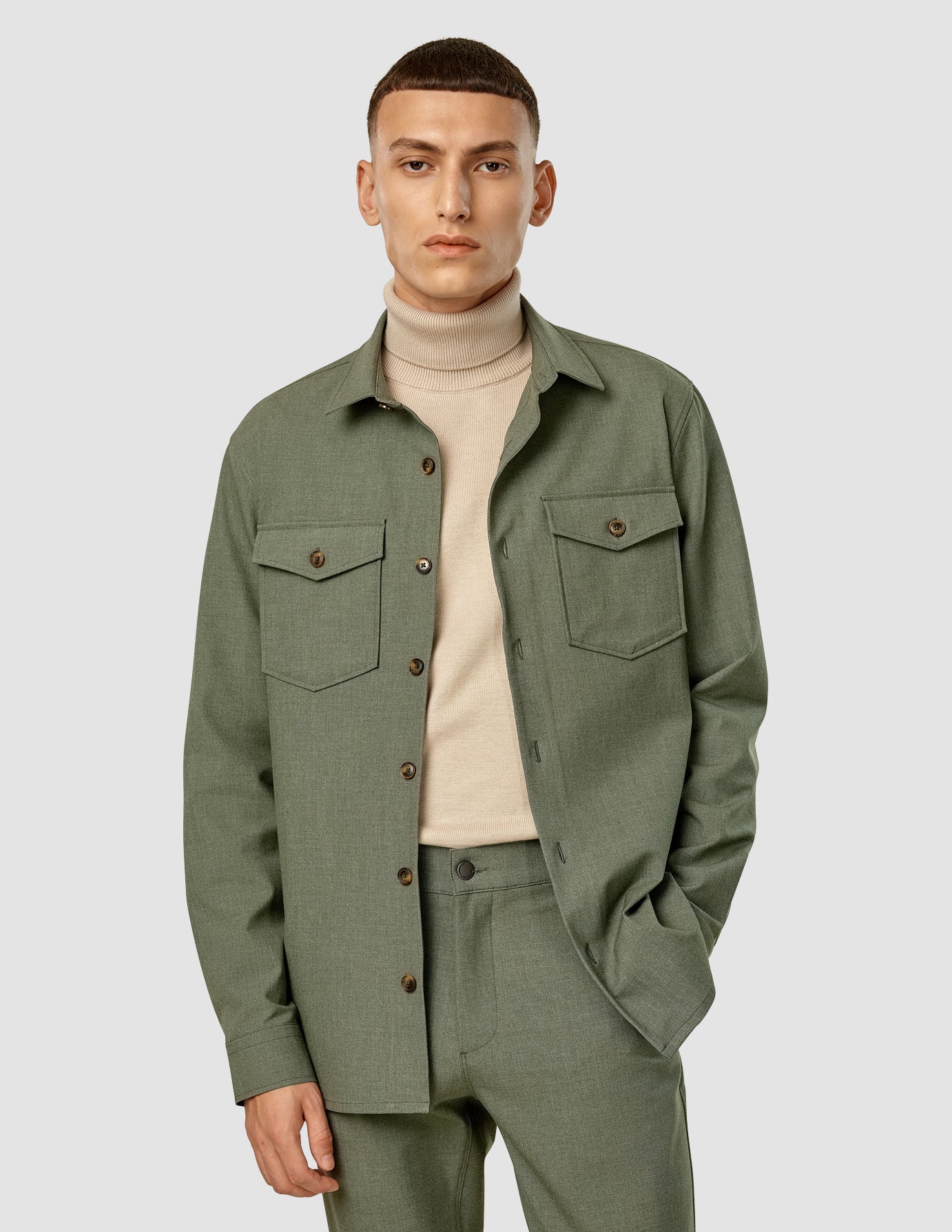 Essential Overshirt Nightfall Green Melange